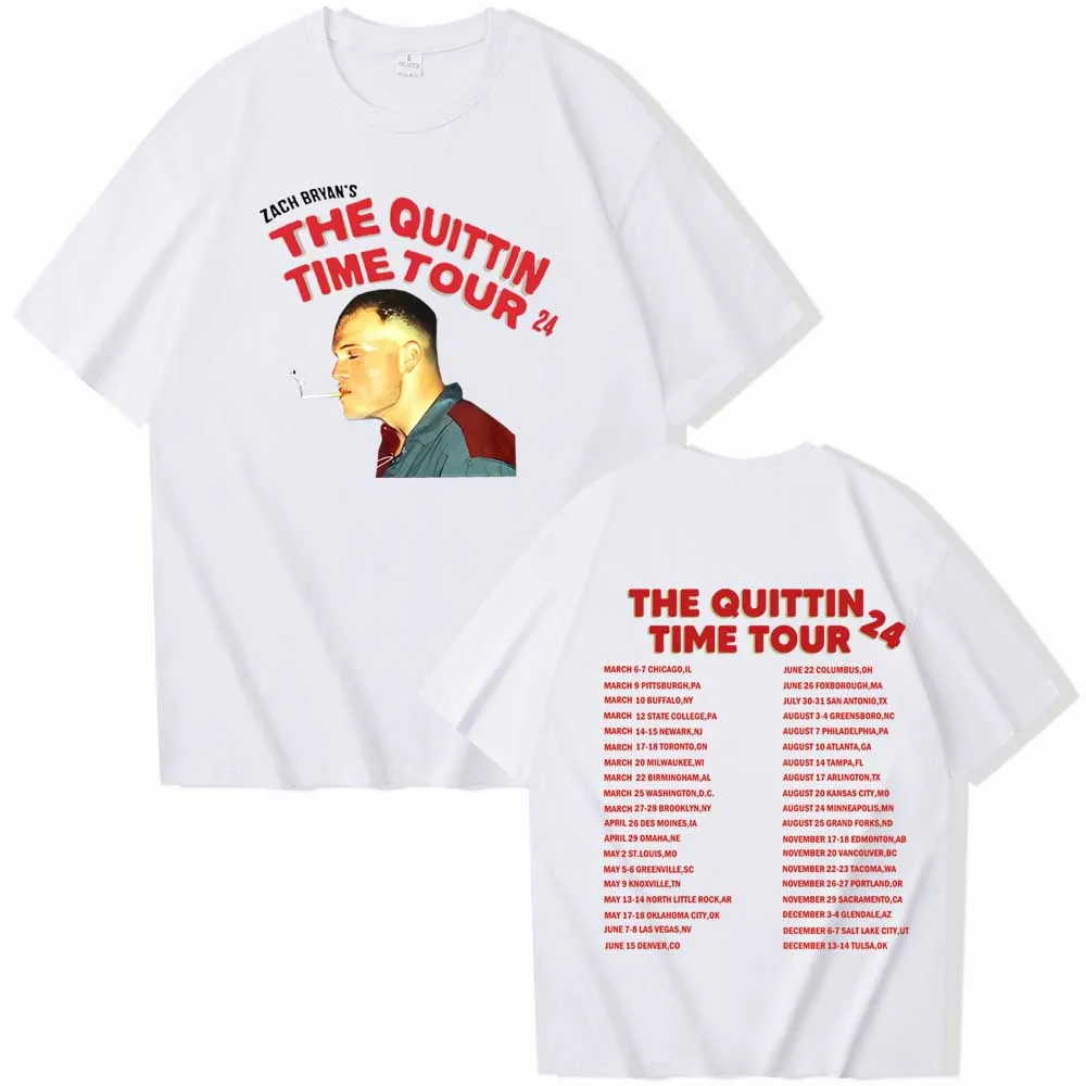 Zach Bryan The Quittin Time Tour 2024 T-Shirts Unisex Harajuku O-Neck Short Sleeve Shirts Fans Gift