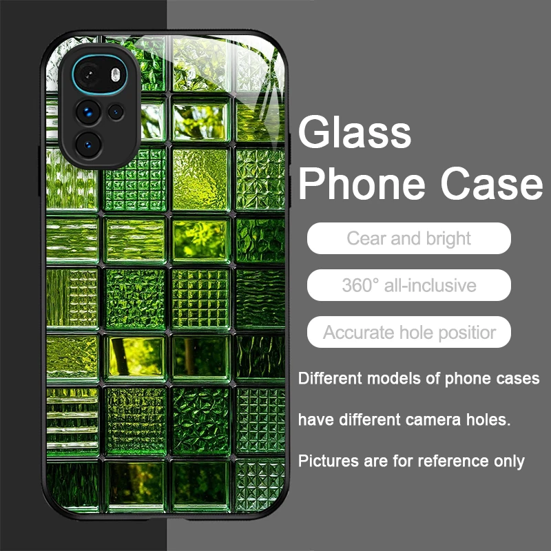 خمر الفني مربع لغز كريستال الزجاج المقسى جراب هاتف لموتورولا موتو G85 G84 G75 Edge 50 الانصهار 40 Neo 30Pro غطاء