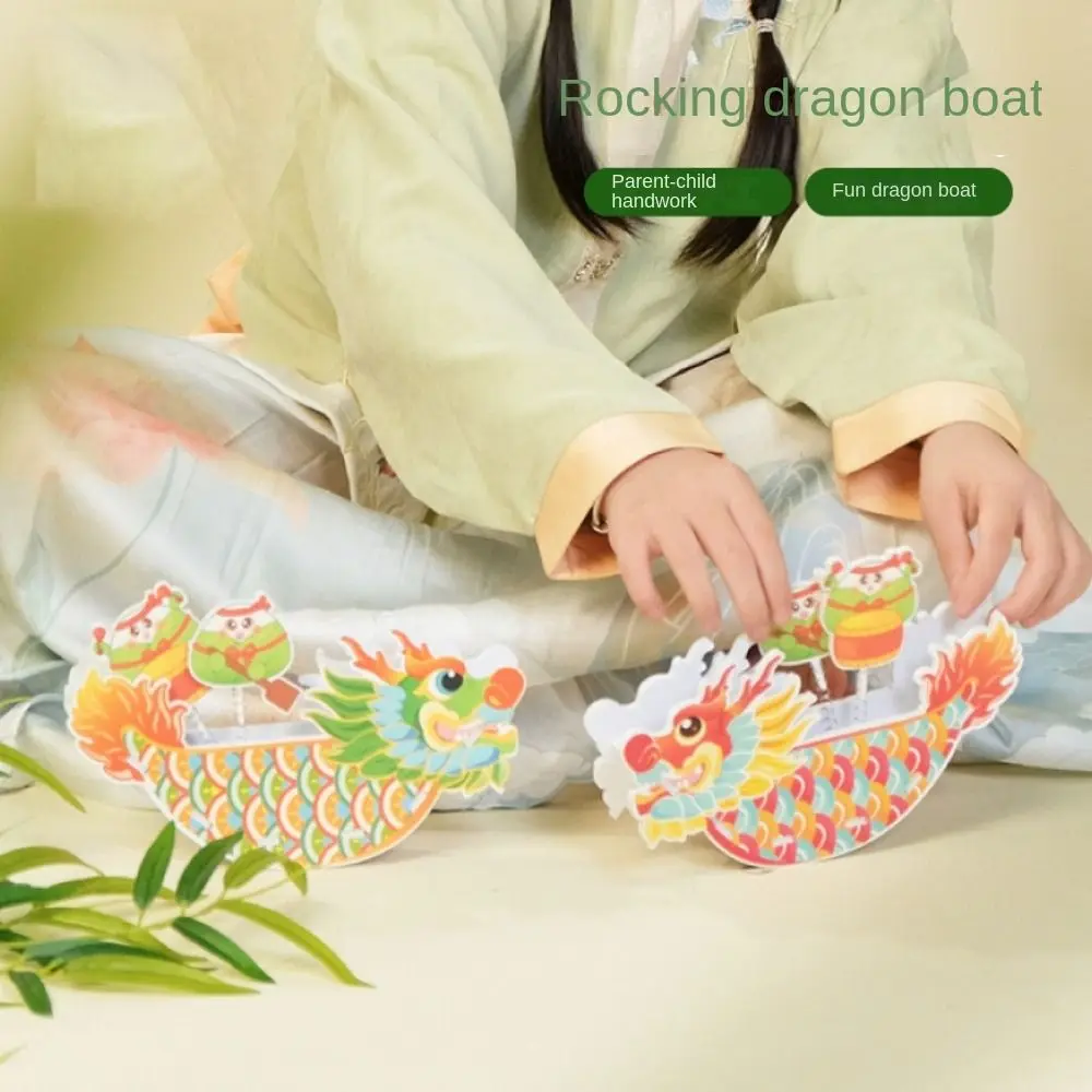 Handgemaakte Dragon Boat Making Materiaal Eenvoudige Zongzi Kinder Making Materiaal Pack Grappige Brullende Dragon Boat Props