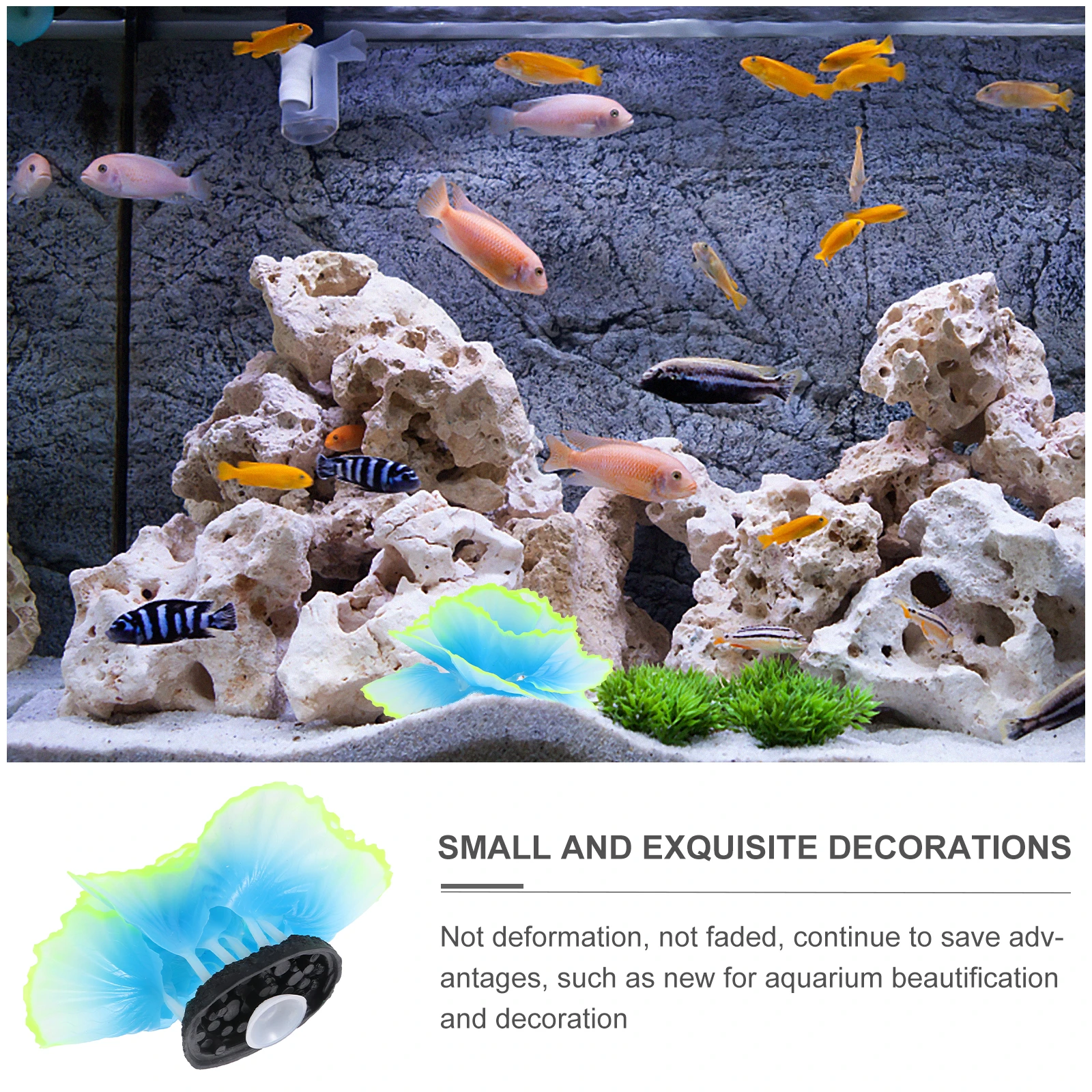 

Faux Plant Coral nament Realistic Resin Non Fading Glowing Fish Tank Aquarium L scape Decor Blue Green Sea Water Fresh Water Pet