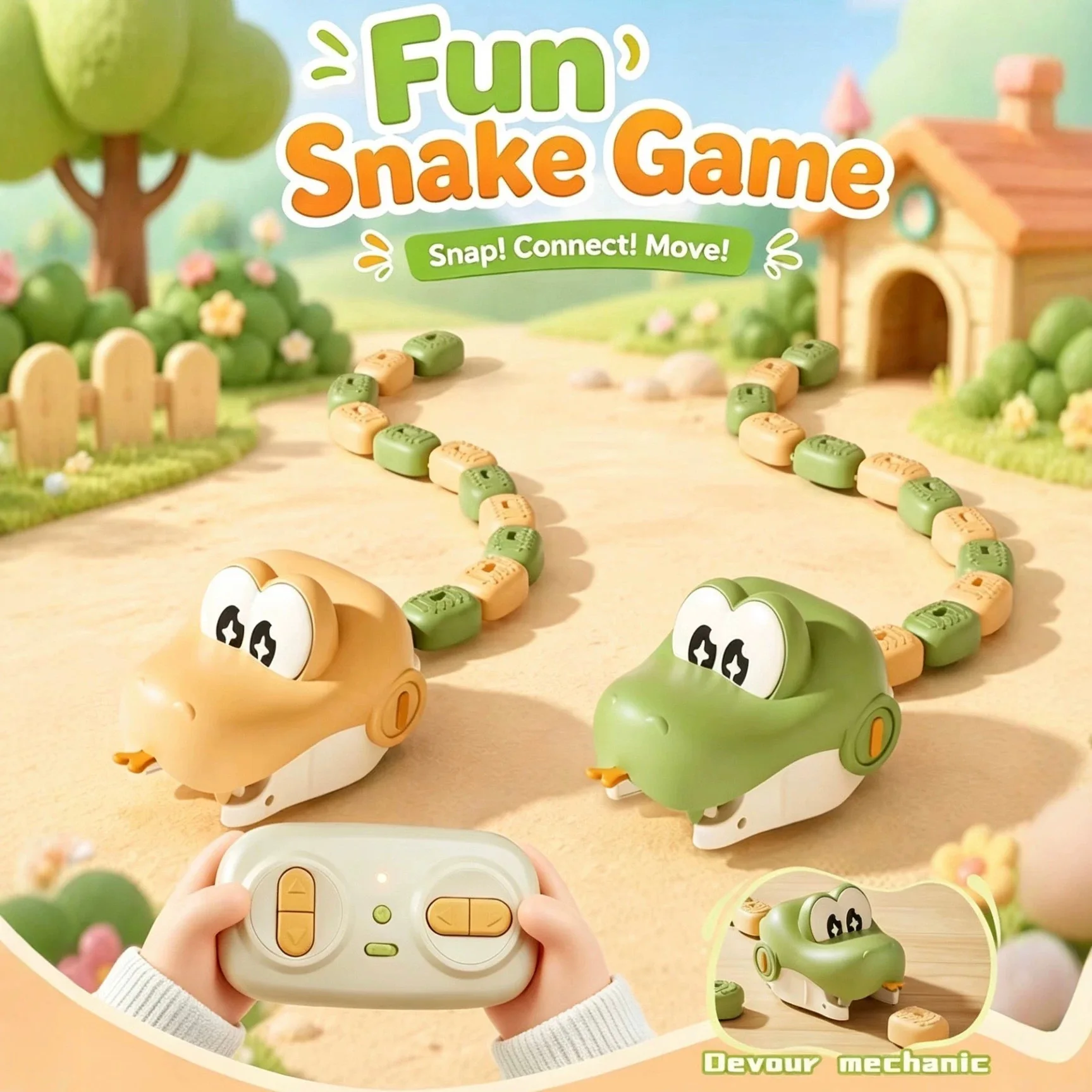 Remote Control Magnetic Gluttonous Snake Electric Devouring Snake Food Cart Magnetic Toy Double Interaction Battle Boy