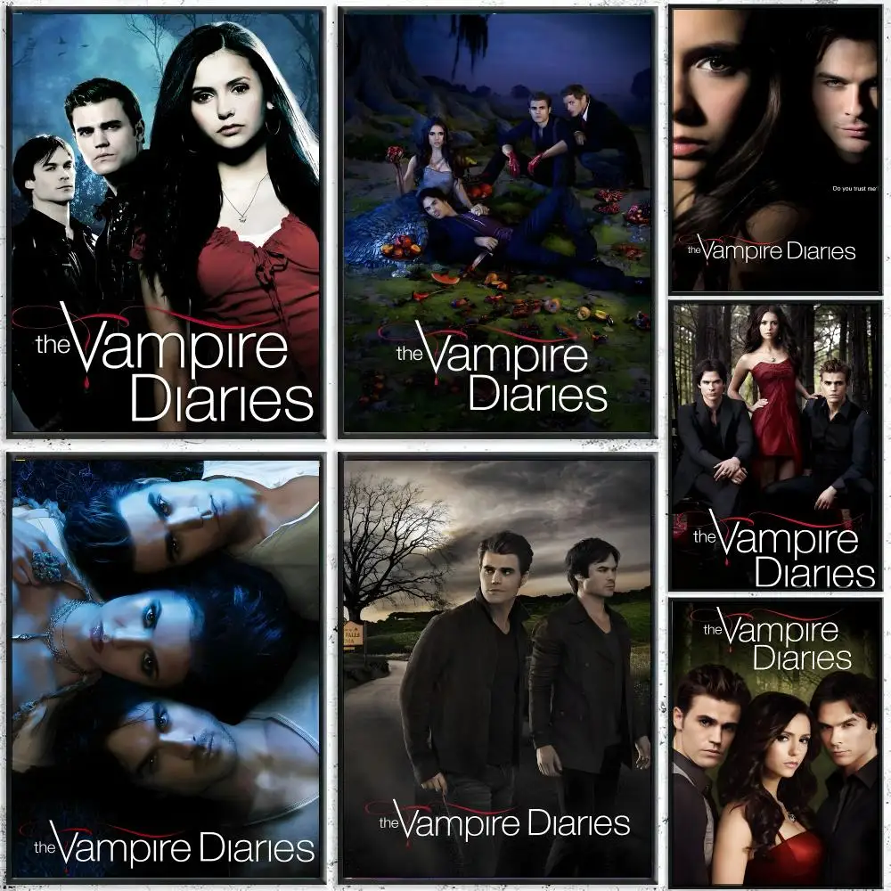 Classic Movie The Vampire Diaries Poster High-Quality Waterproof Wall Decal for Study, Living Room & Garage, Great Gift for Fans