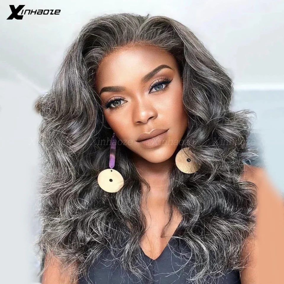 

Grey Lace Front Wigs Human Hair for Black Women Body Wave Human Hair Wigs 13x4 Lace Frontal Salt and Pepper Human Hair Wigs