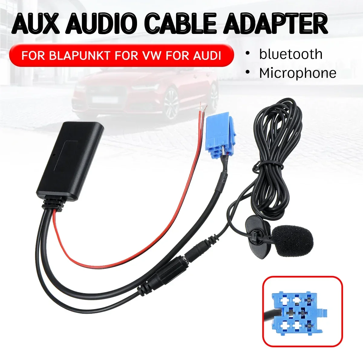 For AUDI Chorus Concert for Blaupunkt For vw Delta Beta For VDO Becker bluetooth Aux Receiver Cable Adapter with Microphone view 2