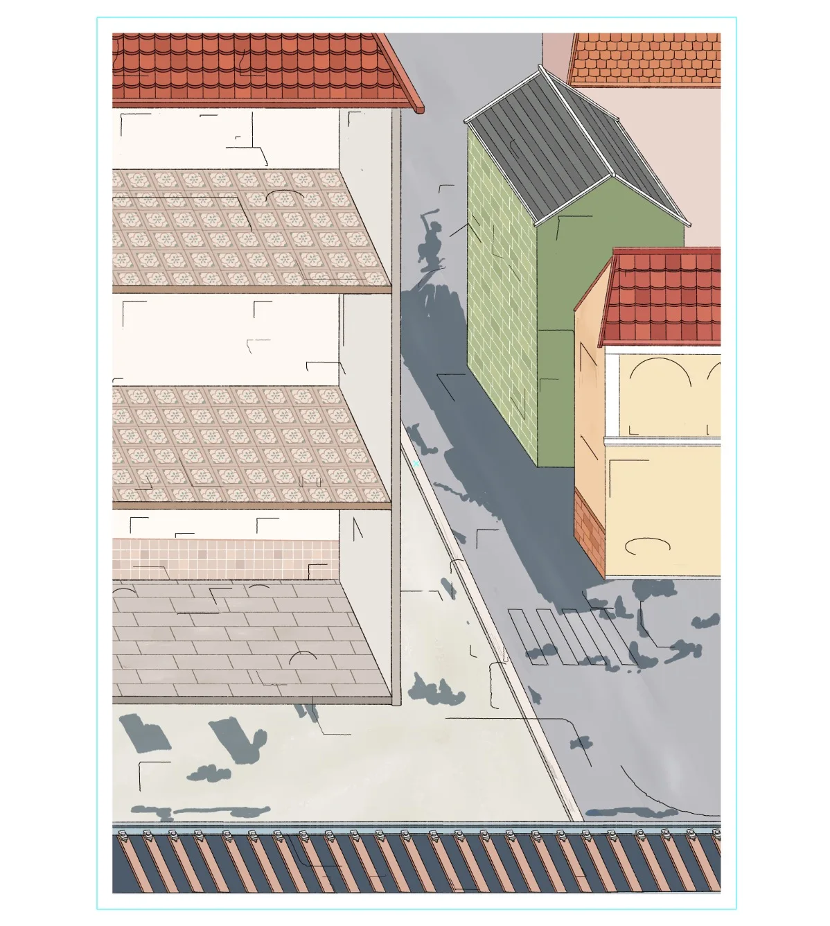 Kawaii 3D Small Town Life Miniature Scene Stickers DIY Scrapbooking Stacking Paste Game Stickers Children's Festival Gifts
