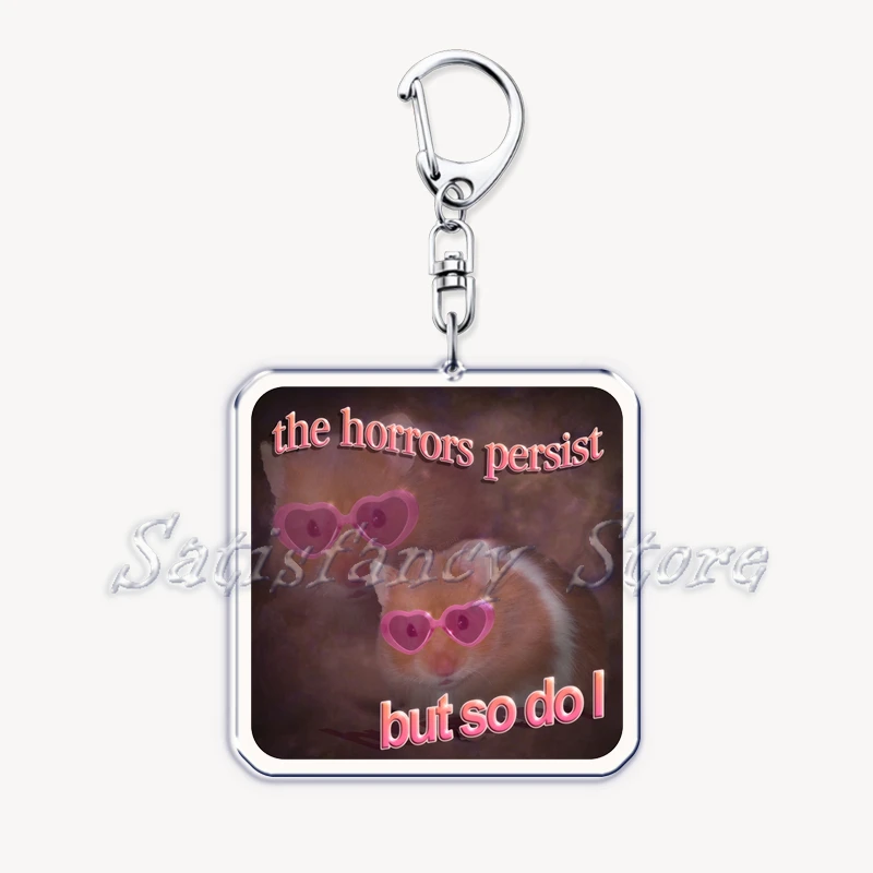 Funny Possum Hamster Raccoon Cat Meme Acrylic Keychains Keyring for Accessories Bag Pendant Key Chain Ring Jewelry Fans Gifts