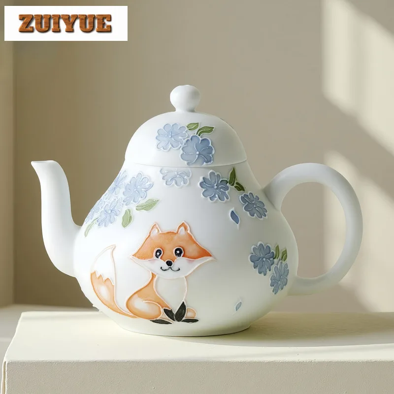 150ml Hand-painted Small Fox Teapot Ancient Tea Infuser Pot Tea Maker Kettle With Ball Hole Chinese Tea Tea Ceremony Ornaments