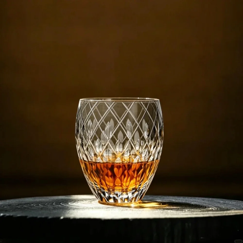 Feel Japan Brilliant Crystal Edo Kiriko Wine Glass Whisky Cup Hand Carved Kaleidoscope Raindrop Whiskey Snifter Festival Gifts