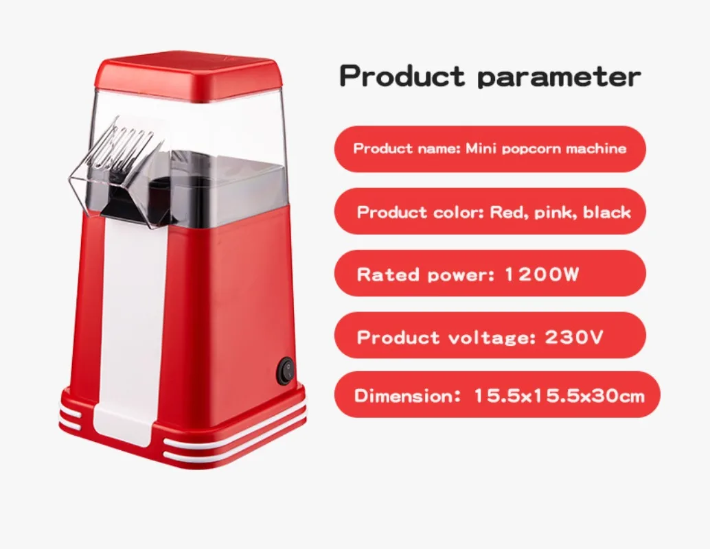 2026-hot sell Retro Mini Hair Dryer Popcorn Machine, Household Small Electric Heating Corn Popping Machine DIY Portable and Port