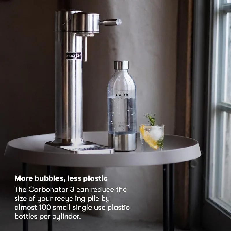 aarke - Carbonator III Premium Carbonator-Sparkling & Seltzer Water Maker-Soda Maker with PET Bottle (Stainless Steel)