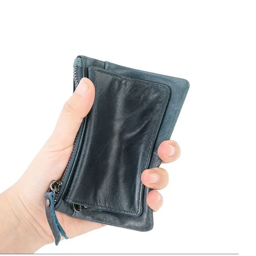 Creative Multi Card Seat RFID Wallet Mini Slim Storage Bag Real Leather Coin Purse Men