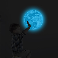 5-30cm Aesthetic 3D Luminous Moon Wall Sticker Glow in The Dark Fluorescent Sticker PVC Home Kid Room Decals Wall Decor Wallpape