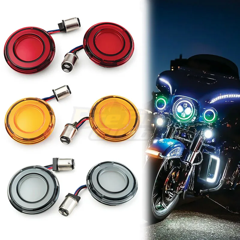 

Motorcycle Front LED Front Turn Signal Conversions 1157 Bullet Style For Harley Touring Breakout CVO Road Glide Fat Boy Softail