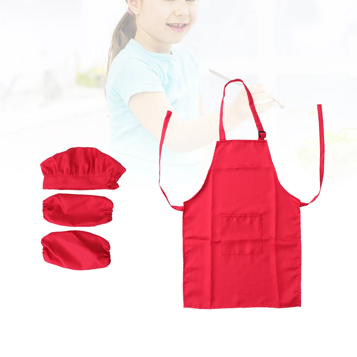 ชุดหมวกเชฟเด็กพร้อมผ้ากันเปื้อน หนา ทนทาน ซักได้ สำหรับทำอาหาร อบขนม ระบายสี ชุดเล่นบทบาทสมมติ สำหรับเด็กอายุ 4-8 ปี