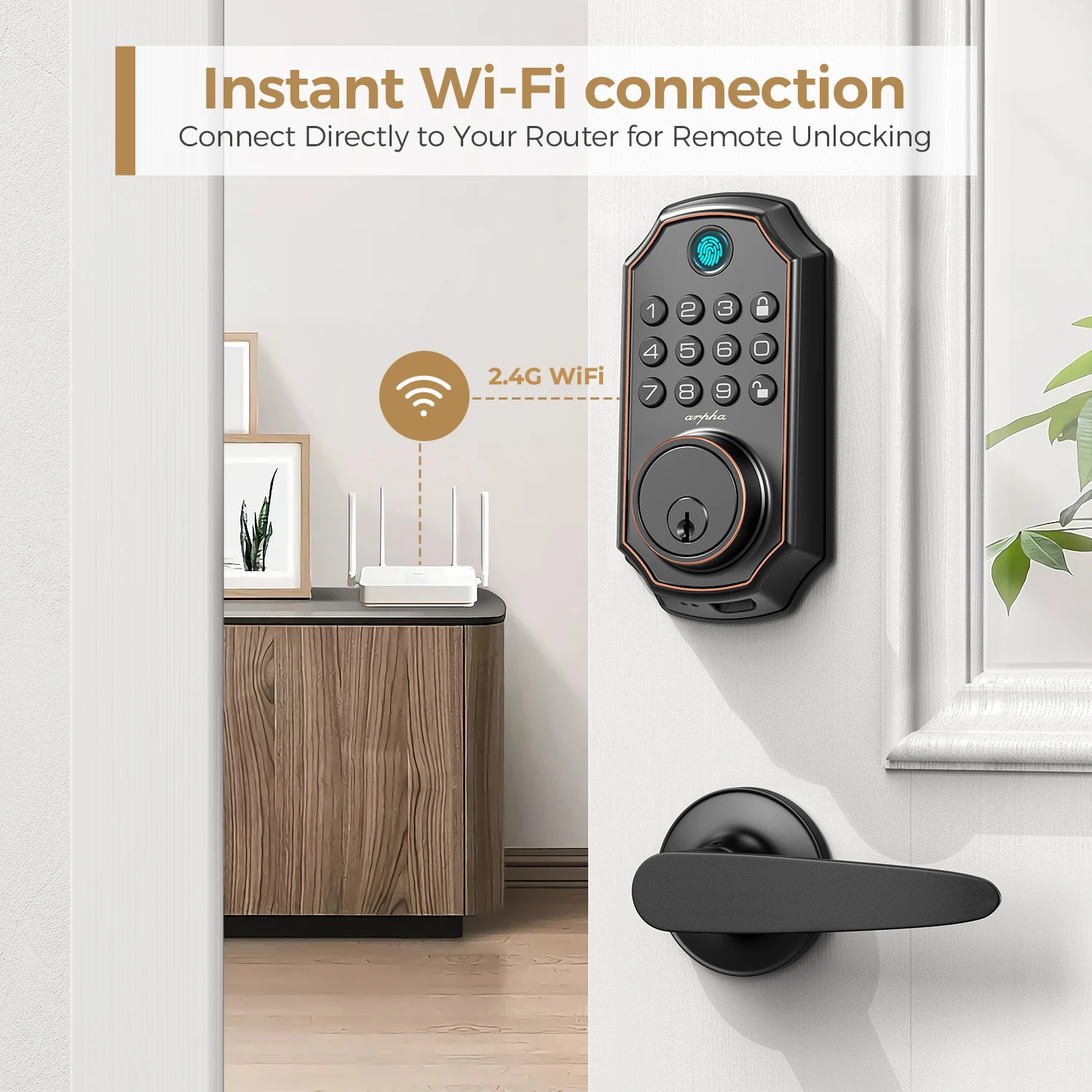 قفل الباب الذكي أرفا ‎ D280W مجموعة واي فاي قفل ذكي 50 بصمة و100 رمز PlN أقفال الأبواب عمر البطارية الطويل قفل إلكتروني