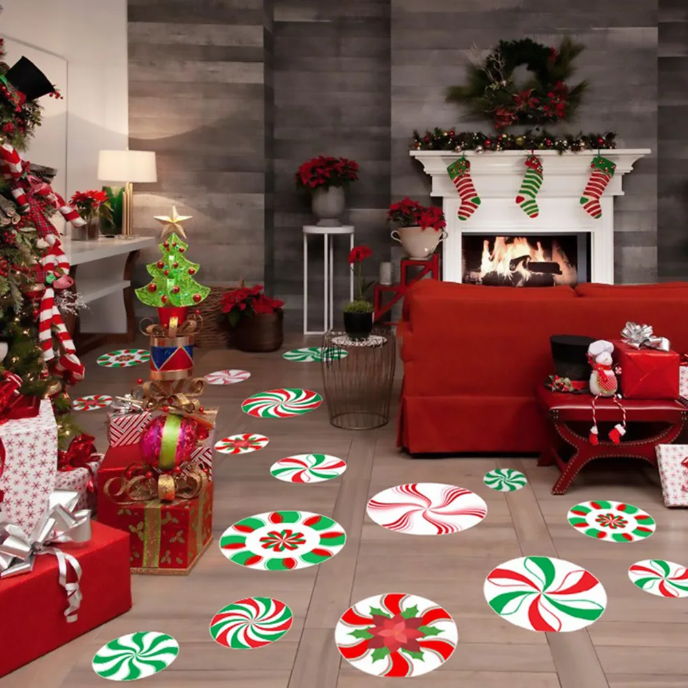 

10Pcs Christmas Wall Sticker Decorative Peppermint Candy Xmas Floor Window Decal Home Decor Sticker Xmas Wall Decal