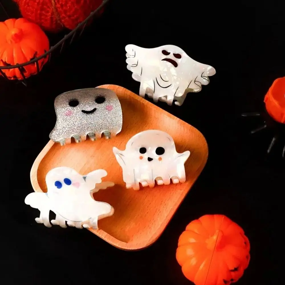 Unique PVC Ghost Hair Claw Grab Clip Hairpin Halloween Hair Clip Hair Accessories Ponytail Clip Shark Clip Holiday
