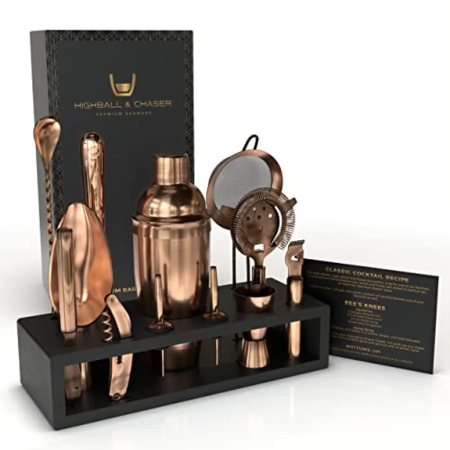 

13-Piece Cobbler Cocktail Shaker Set Matte Copper Stainless Steel Bartender Kit For Home Bar Cocktail Set Laser Engraved Cockta