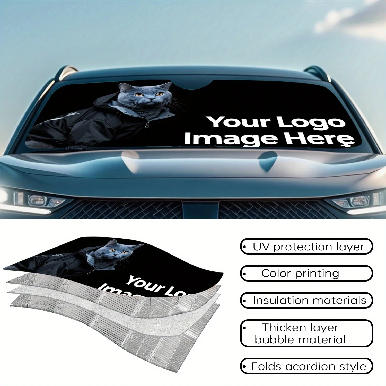 Automobile Sun Visors, Vehicle Window Coverings, Personalized Front Window Sun Shields, Customizable Halloween Decor Images, Two