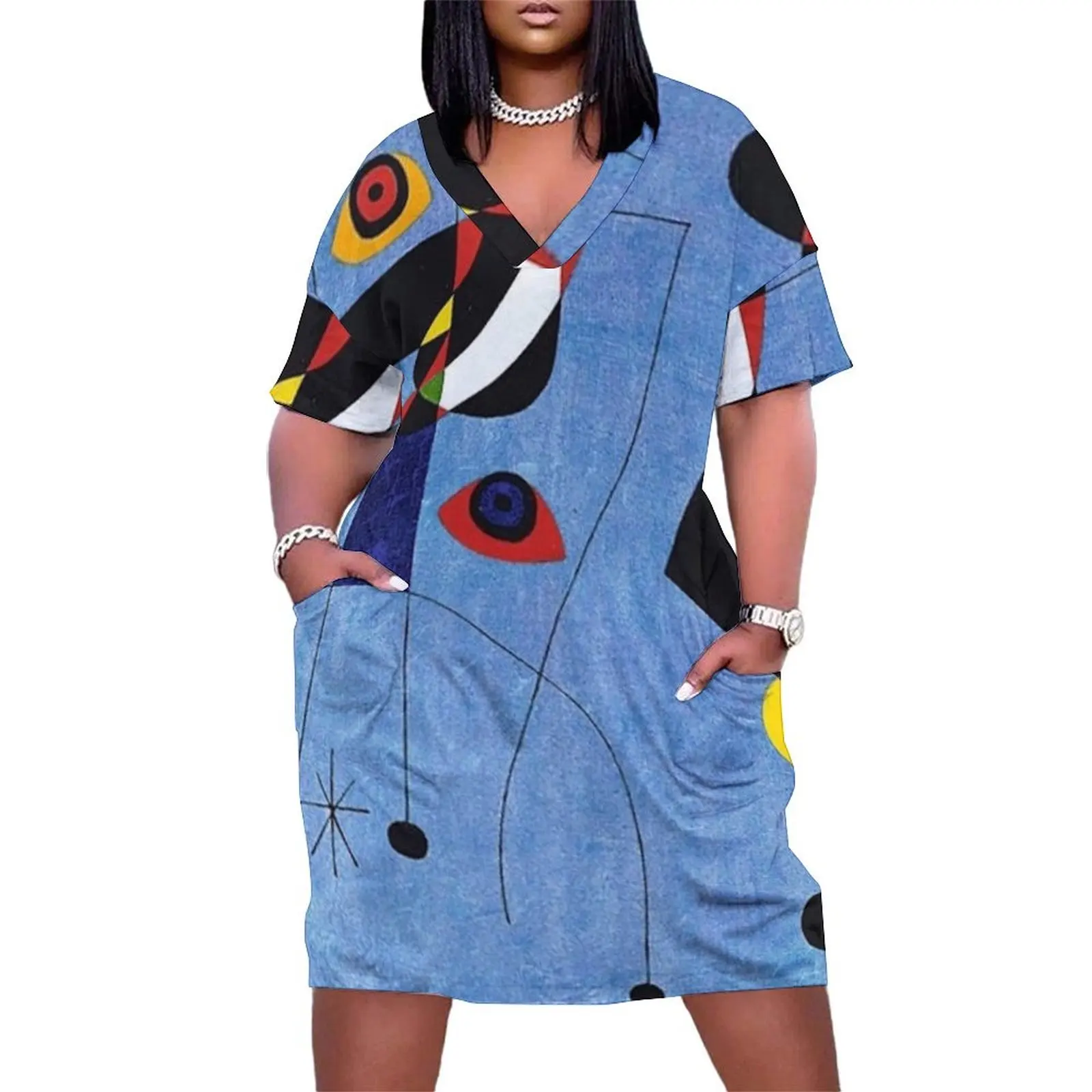 

Joan Miro Blue Painting 2 Loose Pocket Dress women evening dress long dress women