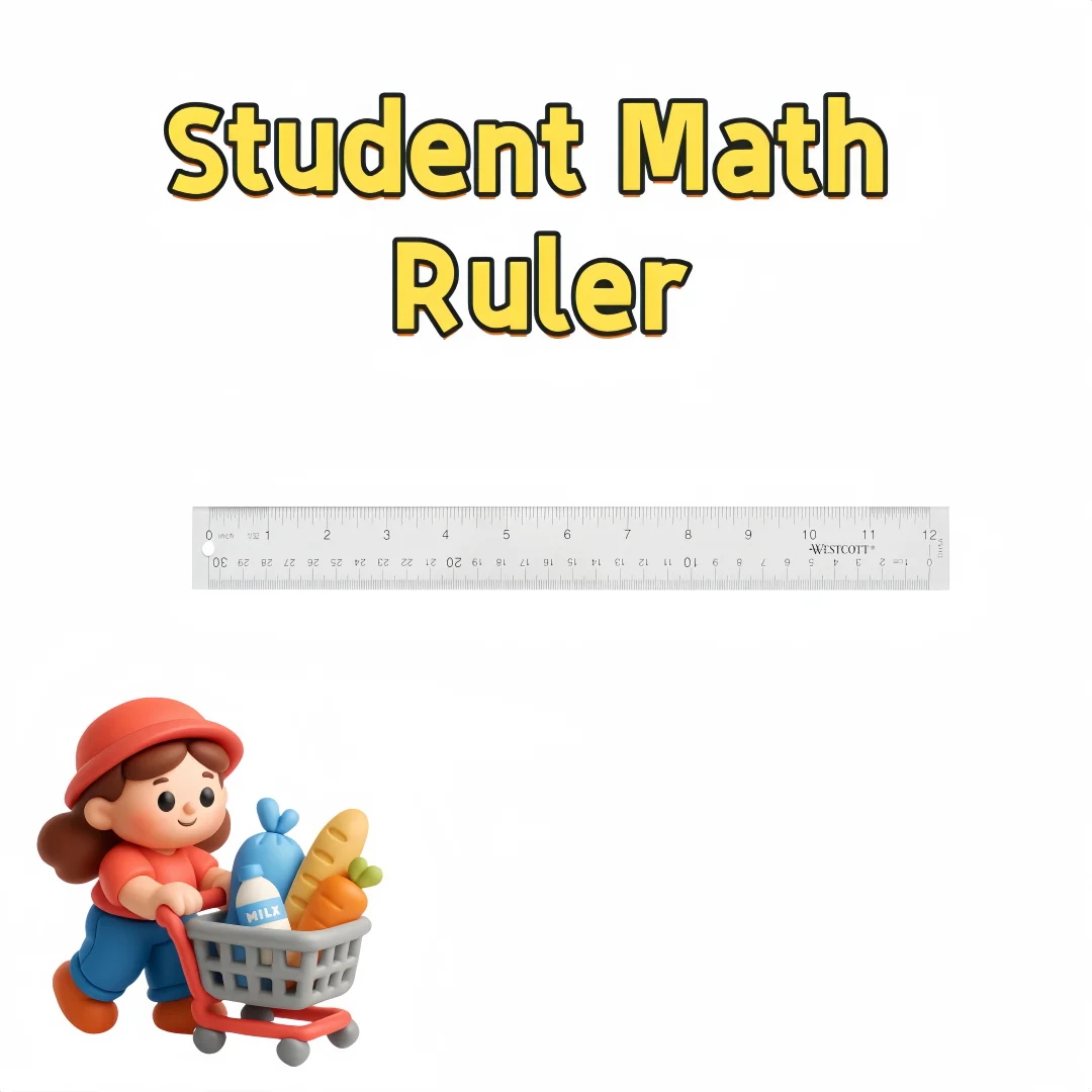 学生用数学定規 12インチ - 学校や宿題用の割れないアクリル製