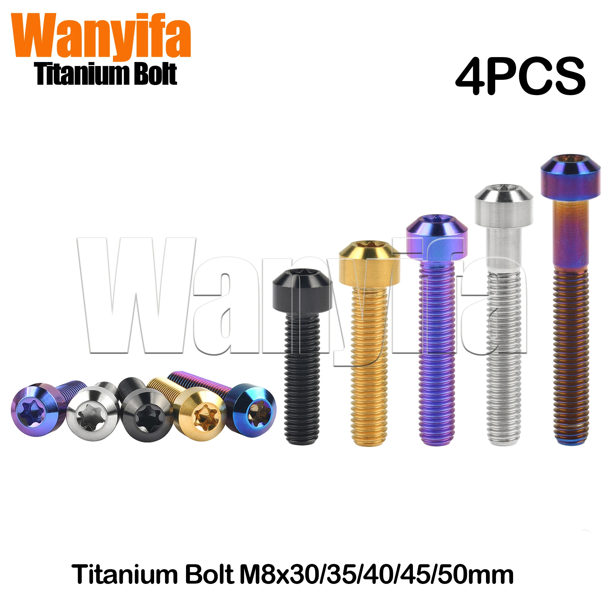 

Wanyifa Titanium Bolt M8x30/35/40/45/50mm Torx Head Titanium Screws for Motorcycle Part