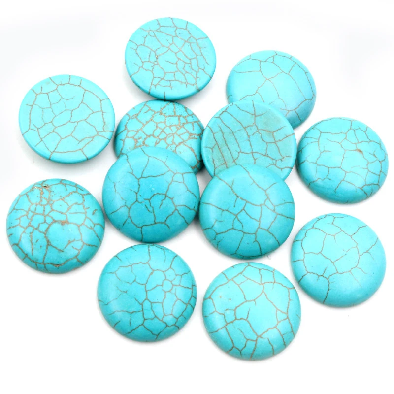 New Fashion 10pcs 25mm  Naturelle Turquoise Material Flat Back Cabochons Cameo  G4-17