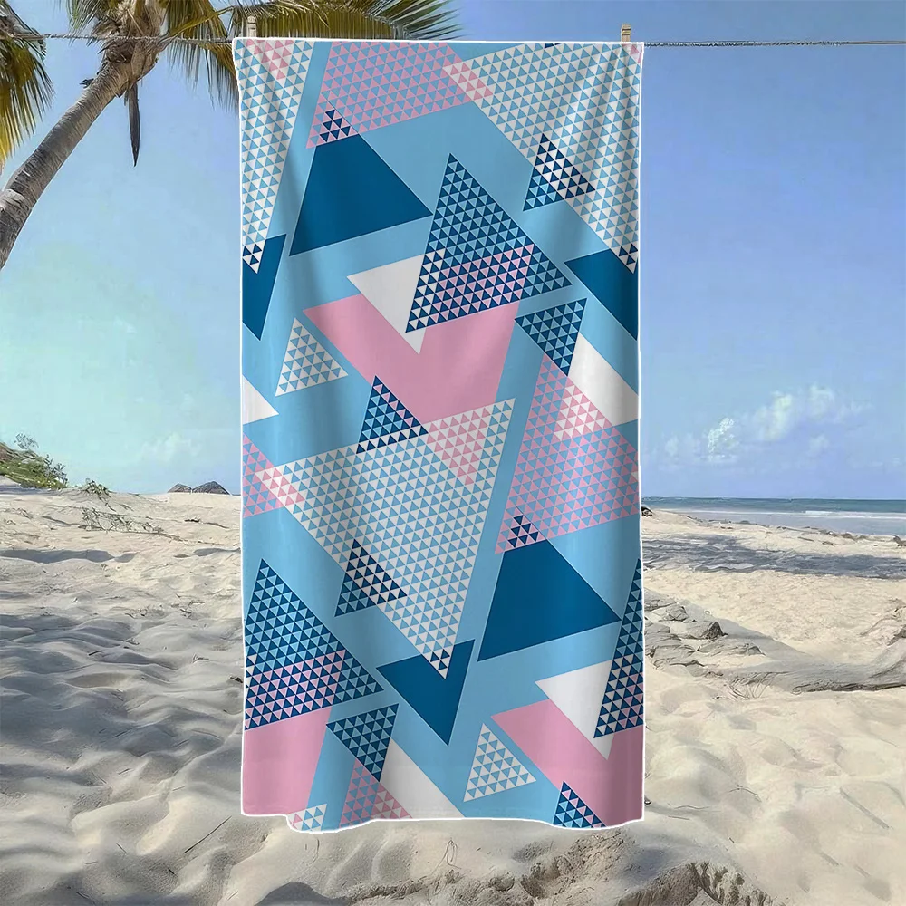 Mermaid & Smiley Face & Geometric Triangle Beach Towel, Soft Durable Quick-Drying, Ideal For Summer Beach, Swimming & Camping