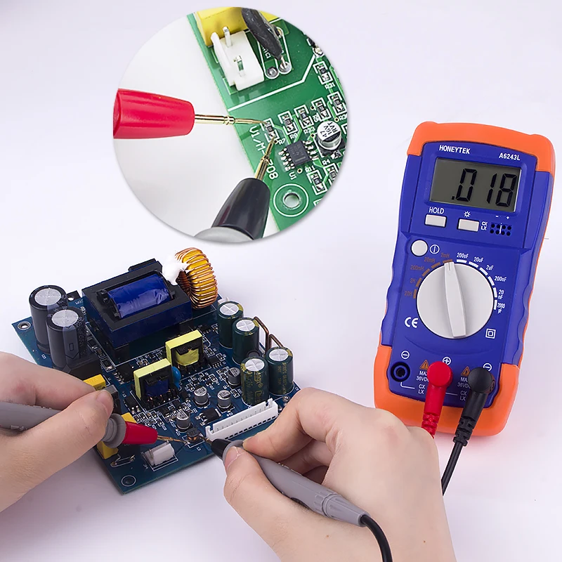 Capacitor/Inductor&Clamp Meter Set,Handheld LCD Digital 2000pF-20mF Gauge Capacitance Tester A6243+Clamp Meter A3399