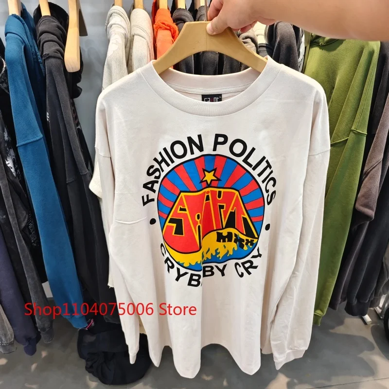 

2025 New Saint Long Sleeve Tshirt Pure Cotton Casual Streetwear Loose Fit Fashion Top for Men Women