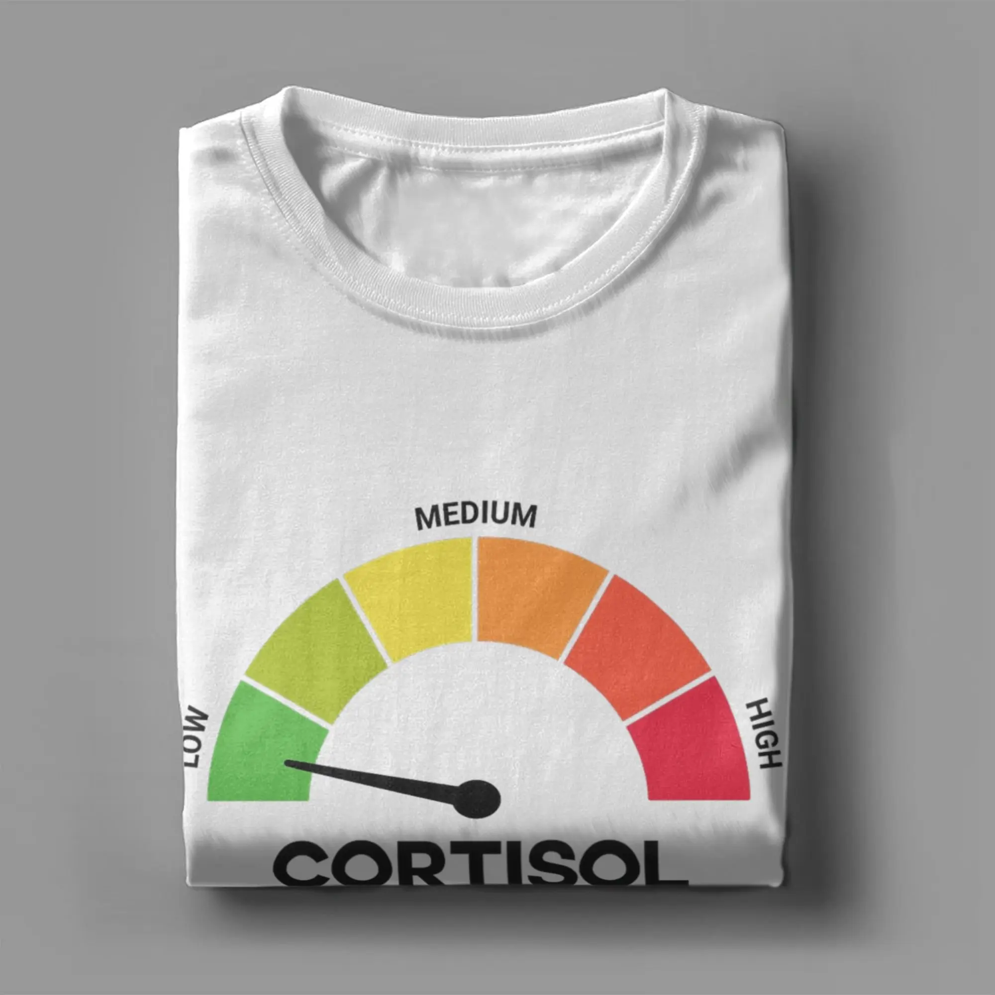 Funny Cortisol Low Level Stress Meter Meme T Shirts for Men Cotton for Male T-Shirt Round Collar  Tee Shirt Short Sleeve Clothes