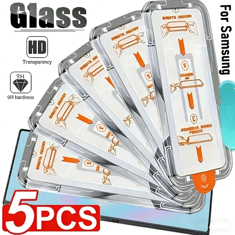 5 Stück HD-Displayschutzfolie für Samsung Galaxy S26 Ultra S26 S25 S24 A56 A36 A35, staubfreie Installation, Glas, keine Fingerabdruckentsperrung