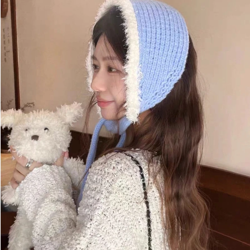 

Корейские плюшевые вязаные серьги на ремешке для женщин осень-зима, милый головной платок с атмосферой, защита для ушей, теплые зимние наушники