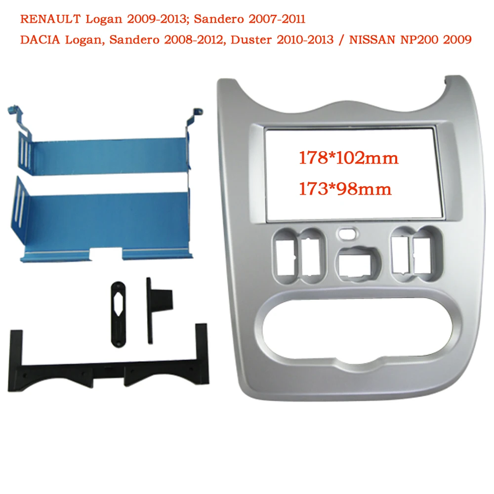 Facia for Renault Logan Sandero Dacia Logan Duster Nissan NP200 Radio DVD Stereo CD Panel Dash Kit Trim Fascia Face Plate Frame