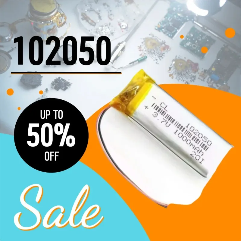

5PCS New 102050 Rechargeable Lithium Polymer Battery 3.7V 1000mAh For Power Bank GPS POS Machine MP3 GPS Bluetooth Headset