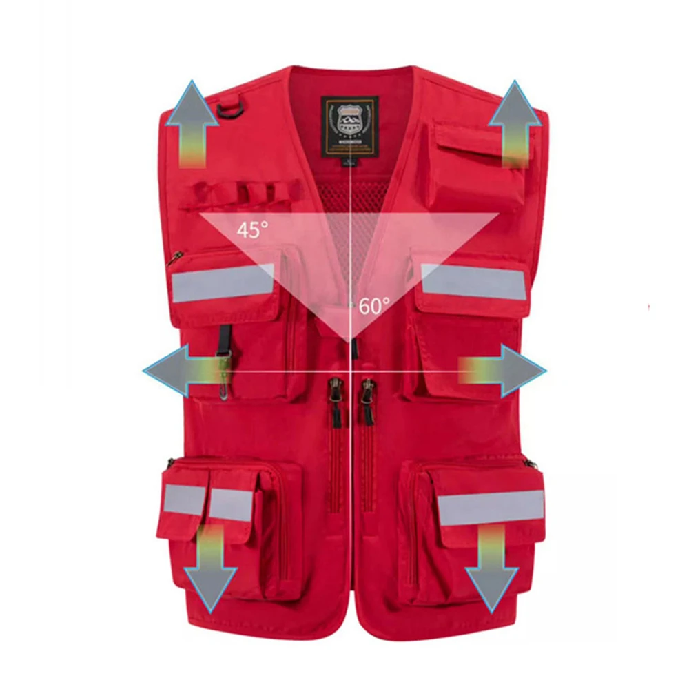 Custom Logo Safety Workwear Vest Emergency Rescue Firefighting Work Clothes Multi Pocket High Visibility SafetyVest
