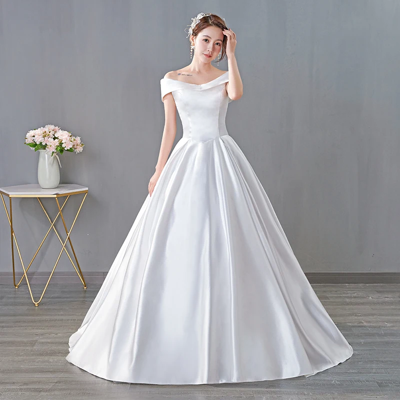 XXN-199#2024 New Bridal Wedding Shoulder Forest style French Princess Satin Wedding Dress Party Cheap Wholesale Dresses White