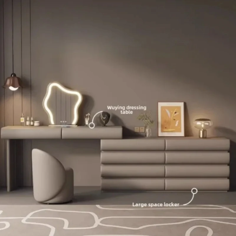 

luxury furniture Dressing table bucket cabinet integrated modern makeup mirror Six drawers Storage Dressing rooms wooden Makeup