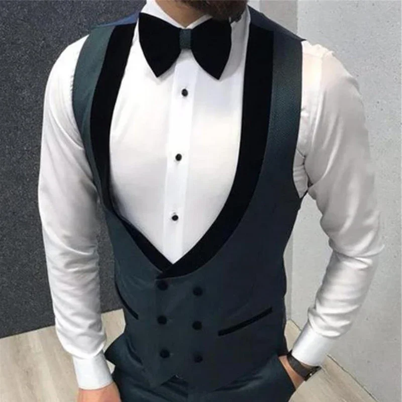 Double Breasted Men Vest for Groomsmen Single One Piece Casual Male Waistcoat Custom Gentleman Fashion Coat