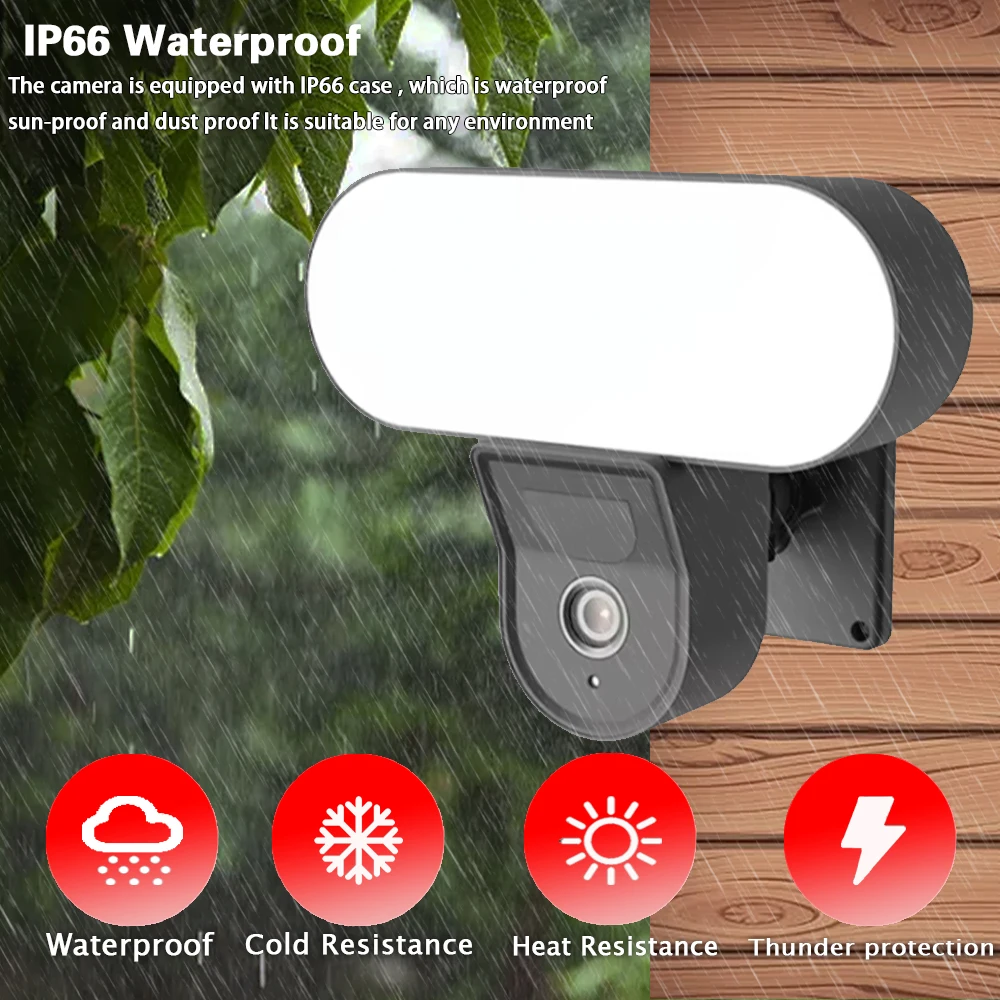 Imagem -06 - Câmera de Segurança Floodlight Tuya Wifi Lâmpada de Parede Detecção Pir Sensor Inteligente Luz Áudio Alarme Câmera ip Jardim 10w 5mp