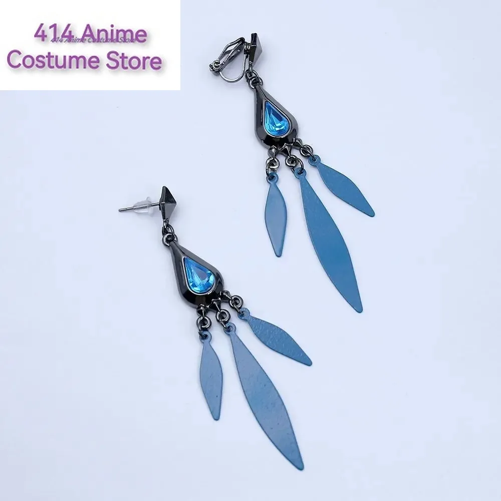 Game Honkai Star Rail Aventurine Cosplay Earrings Peafowl Pendant Ear Studs Ear Clips Eardrops Jewelry Accessory Props Gifts