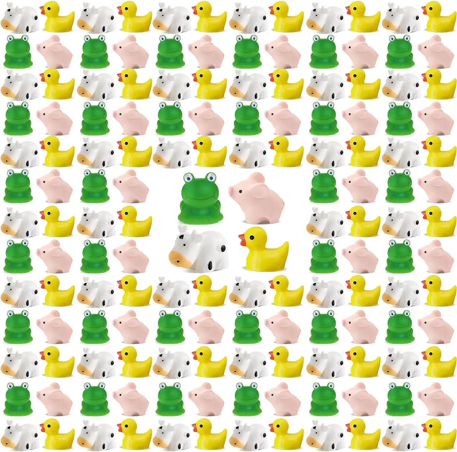 50pc Mini Animals Figurines Resin Tiny Frog Cow Little Yellow Duck Garden Miniature Moss Landscape DIY Craft Ornament Home Decor