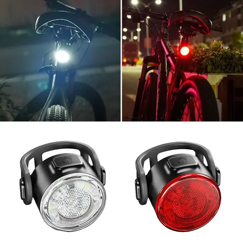 Bike Front Rear Light Set 6 Modes USB Rechargeable Headlight MTB Night Cycling Waterproof Taillight Bicycle Lantern Accessories