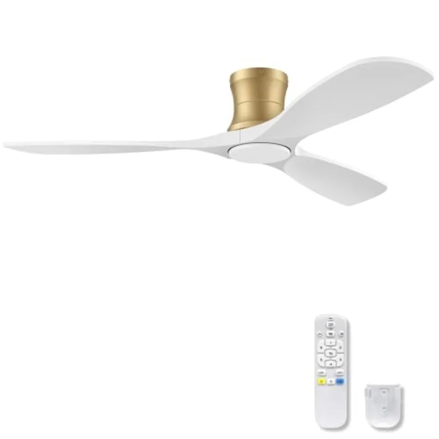

Потолочный вентилятор 52 дюйма с деревянными лопастями, пультом ДУ, регулировкой яркости, реверсивным вращением, современный, золотисто-белый, с бесшумным двигателем постоянного тока