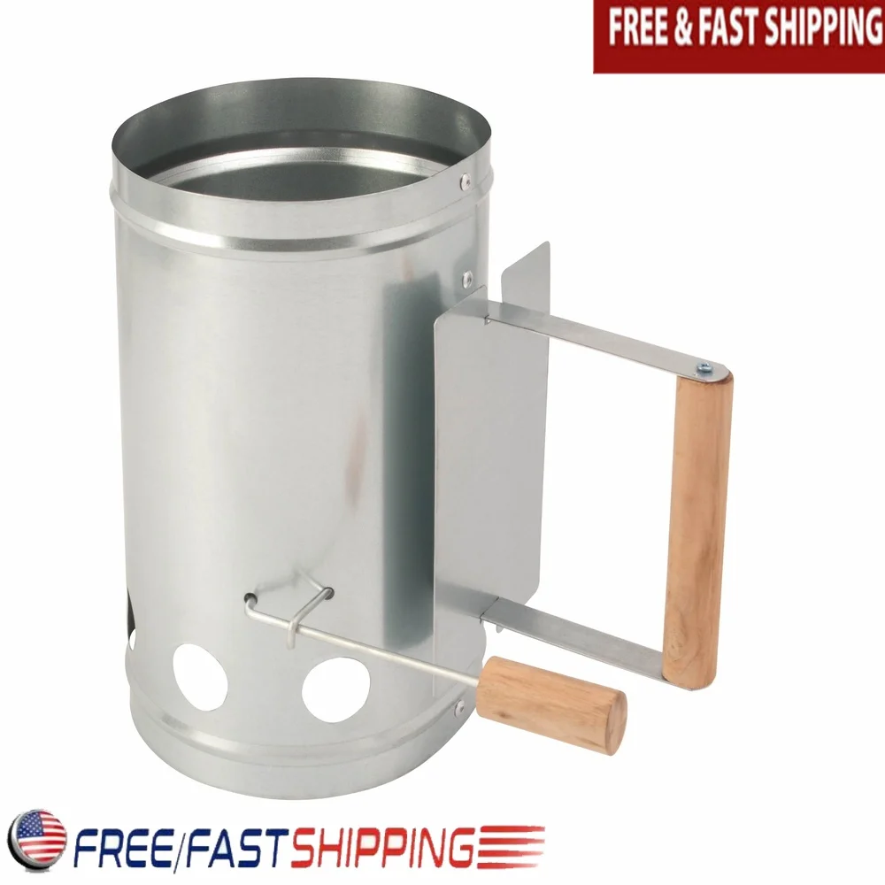 

Charcoal Starter Steel Easy-Release Design Quick Lighting Durable Heat Reflector Safe Access Grilling Accessories