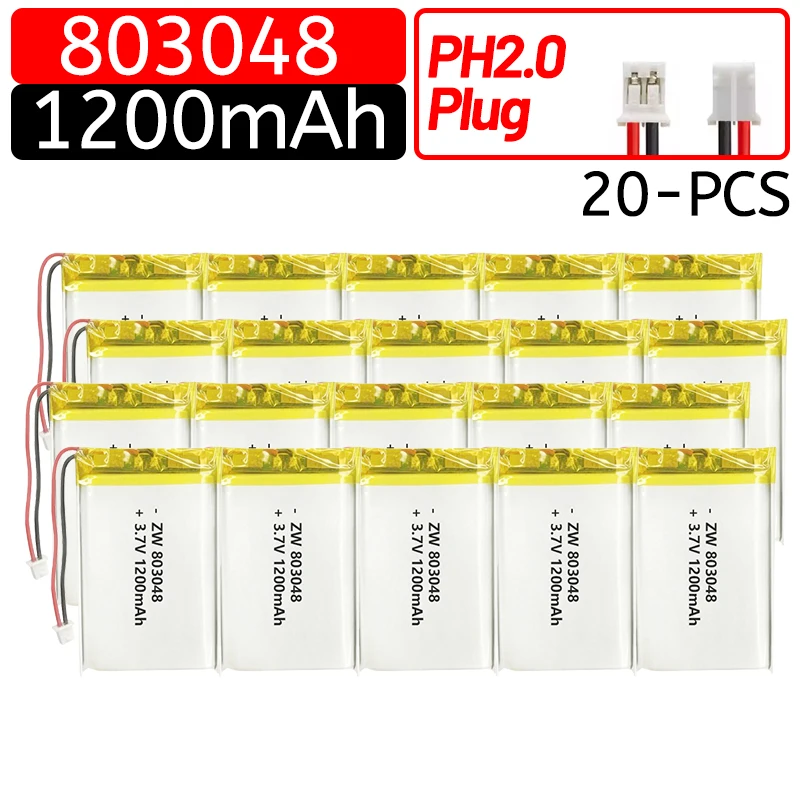 3.7V 1200mAh 803048 Lithium Battery Li Polymer Batteries for Early Education Machine Remote Controller Handheld Fans