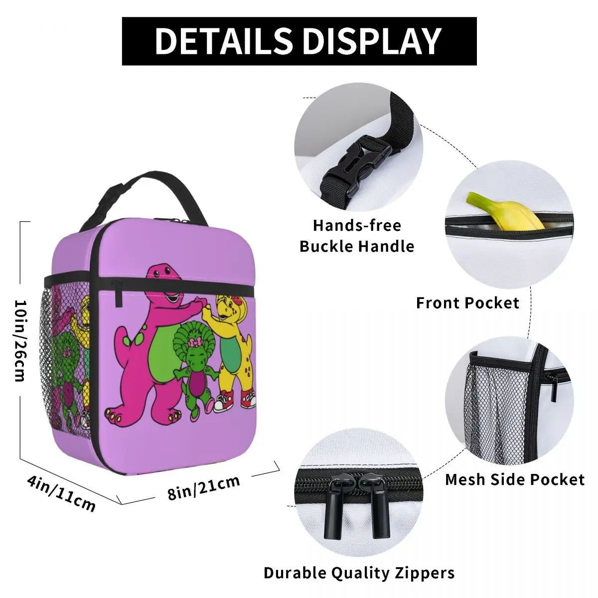 Barney And Friends Kids TV borsa per il pranzo isolata contenitore per alimenti scatole per il pranzo termiche a tenuta stagna per Picnic