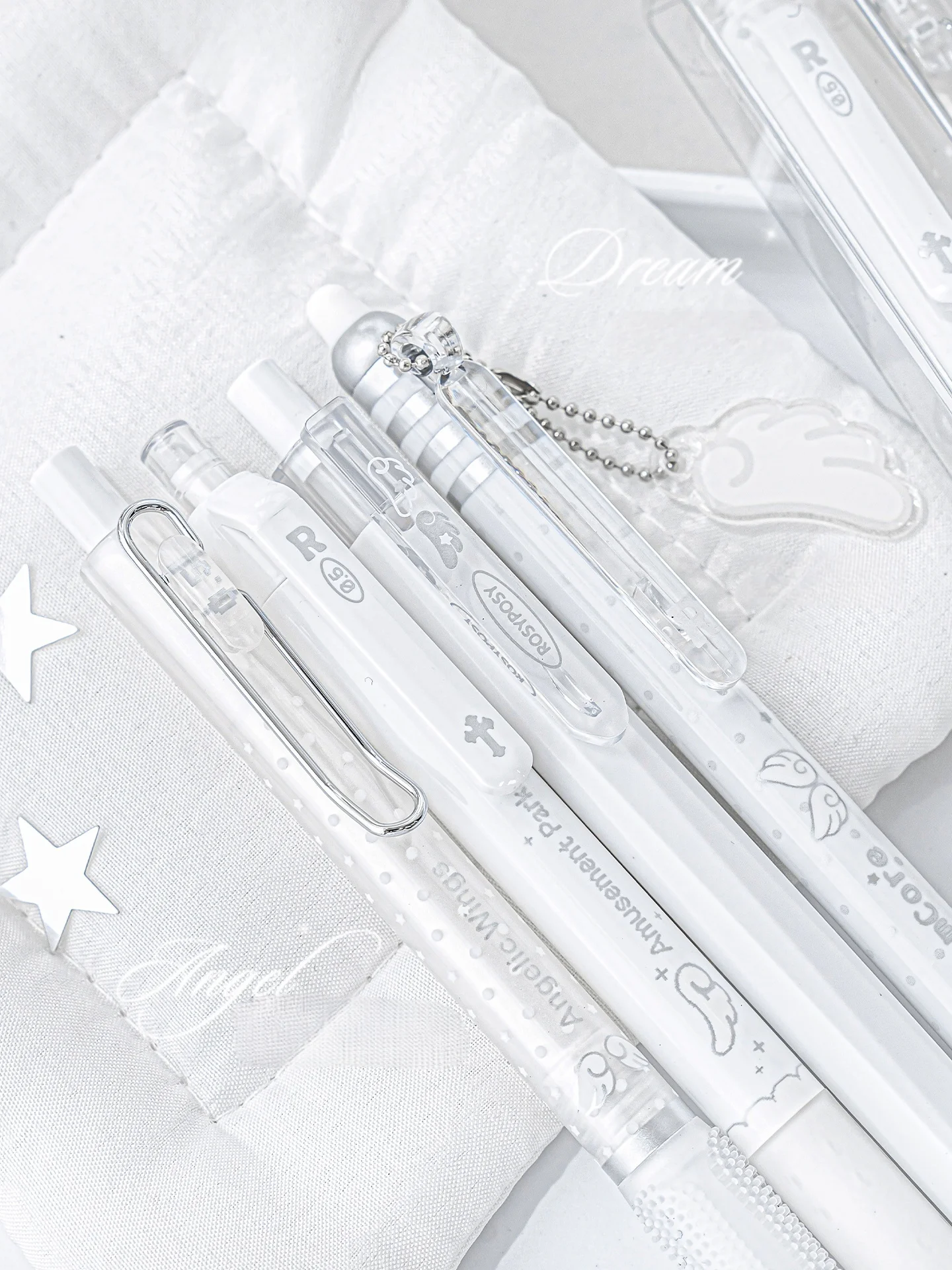 Angelic Series Pearl Angel Wings Gelstifte, süßer Engel, 4er-Pack, sanft schreibende 0,5-mm-Kugelschreiber, Tintenroller, schwarze Tinte, A3138 – Detail 5