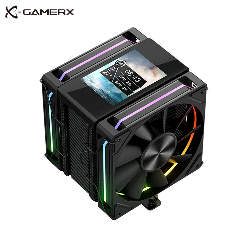 Unknown Player MK8 Screen Display Radiator CPU Fan ARGB Desktop Six Heat Pipes Computer Tower Air Cooling