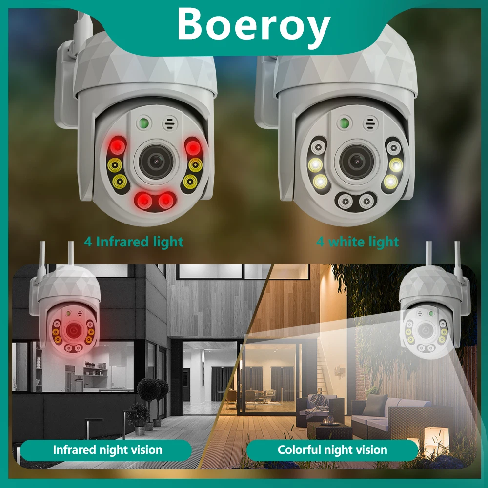 V380 Pro 2MP HD Outdoor Security Camera More LED Light Security WiFi Waterproof Dustproof Smart Home Night Vision Phone App